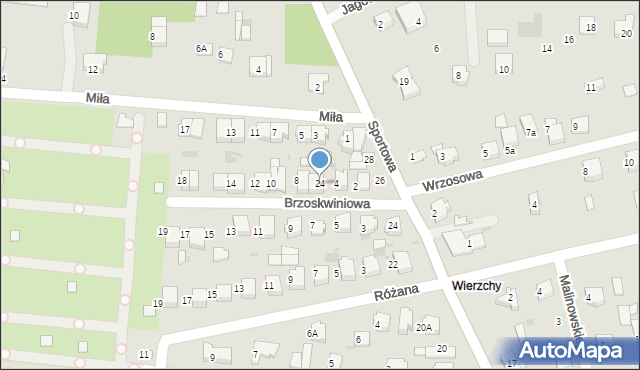 Łask, Brzoskwiniowa, 24, mapa Łask