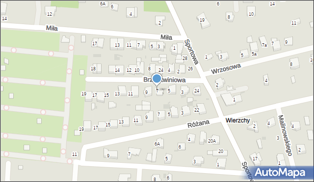 Łask, Brzoskwiniowa, 7, mapa Łask