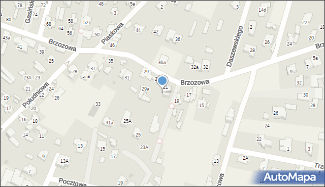 Laski, Brzozowa, 23, mapa Laski