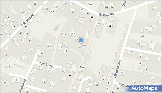 Laski, Brzozowa, 23A, mapa Laski