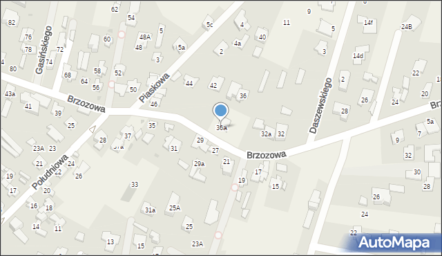 Laski, Brzozowa, 36a, mapa Laski