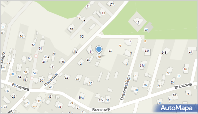 Laski, Brzozowa, 40, mapa Laski