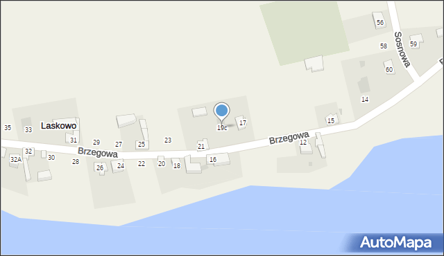 Laskowo, Brzegowa, 19c, mapa Laskowo