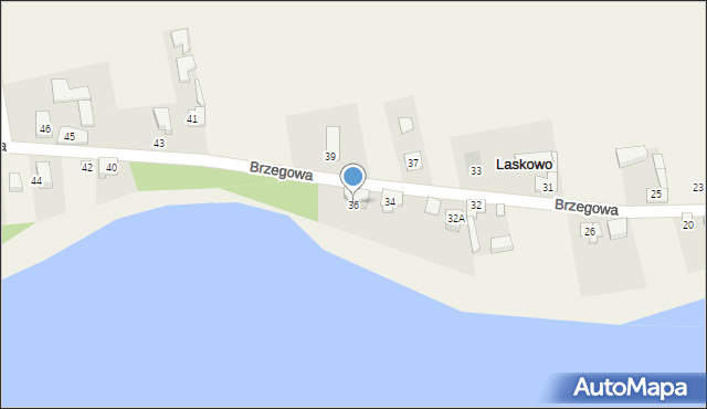 Laskowo, Brzegowa, 36, mapa Laskowo