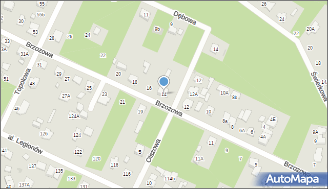 Legionowo, Brzozowa, 14, mapa Legionowo