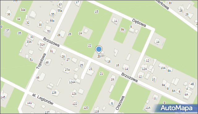 Legionowo, Brzozowa, 20, mapa Legionowo