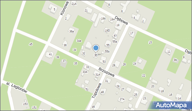 Legionowo, Brzozowa, 30, mapa Legionowo