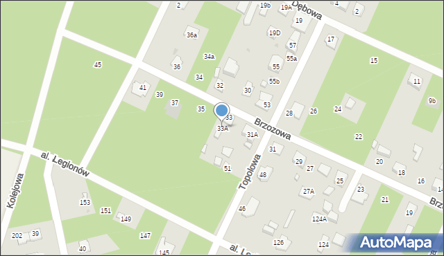 Legionowo, Brzozowa, 33A, mapa Legionowo