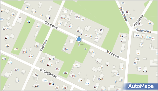 Legionowo, Brzozowa, 9, mapa Legionowo