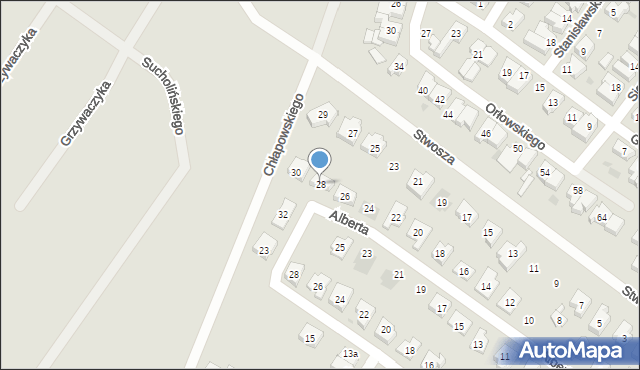 Leszno, Brata Alberta, 28, mapa Leszno