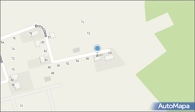 Leźno, Brzozowa, 98, mapa Leźno