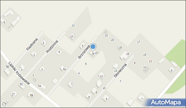 Lipinki Królewskie, Brzozowa, 8, mapa Lipinki Królewskie