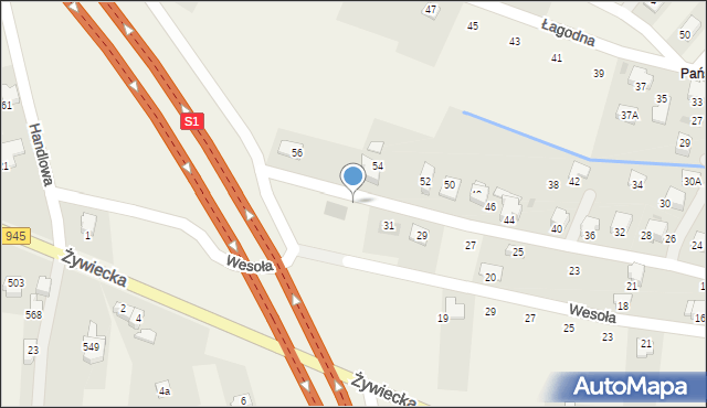 Łodygowice, Bracka, 33, mapa Łodygowice