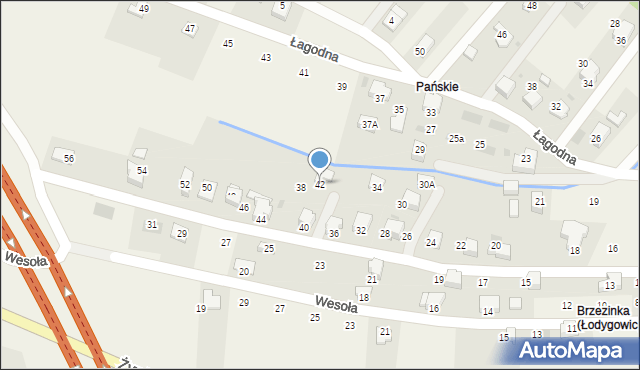 Łodygowice, Bracka, 42, mapa Łodygowice