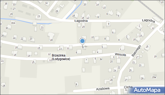Łodygowice, Bracka, 9, mapa Łodygowice