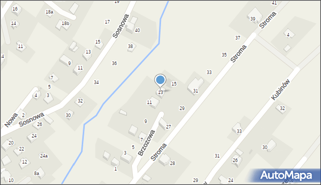 Łodygowice, Brzozowa, 13, mapa Łodygowice