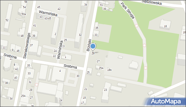 Łódź, Brzóski Stanisława, ks., 29, mapa Łodzi
