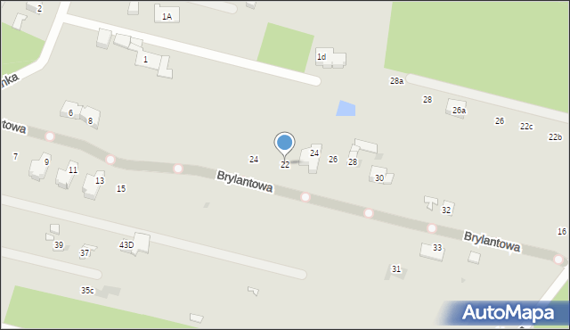 Łódź, Brylantowa, 22, mapa Łodzi