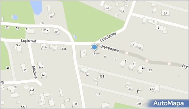 Łódź, Brylantowa, 3, mapa Łodzi