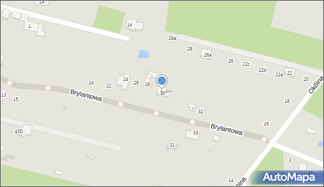 Łódź, Brylantowa, 30, mapa Łodzi