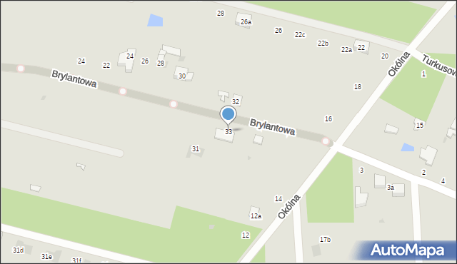 Łódź, Brylantowa, 33, mapa Łodzi