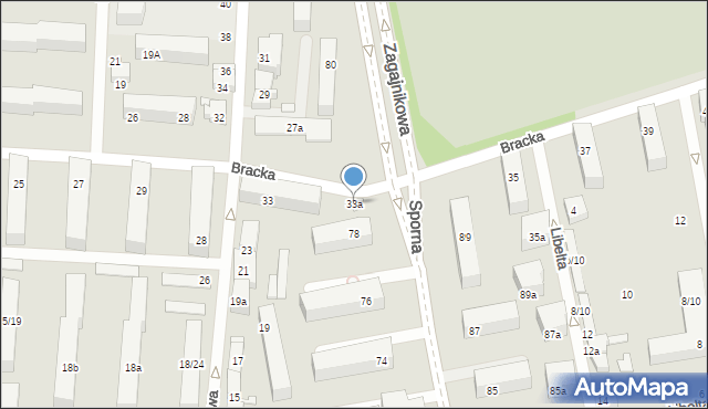 Łódź, Bracka, 33a, mapa Łodzi