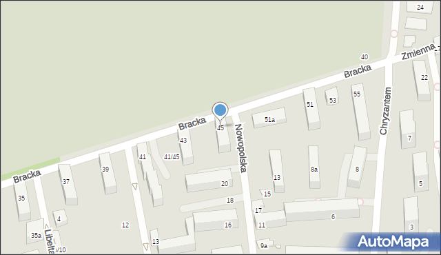 Łódź, Bracka, 45, mapa Łodzi