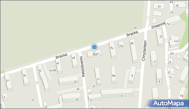 Łódź, Bracka, 51a, mapa Łodzi