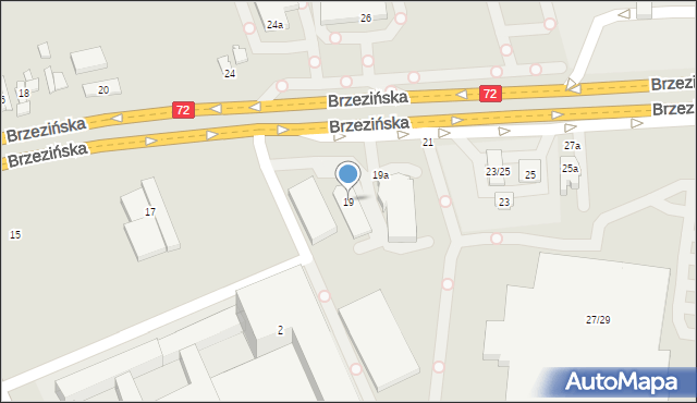 Łódź, Brzezińska, 19, mapa Łodzi