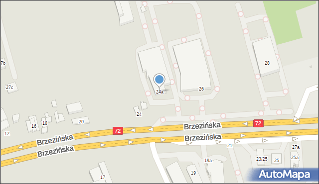Łódź, Brzezińska, 24a, mapa Łodzi