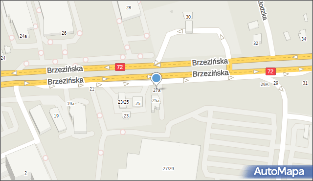 Łódź, Brzezińska, 27a, mapa Łodzi