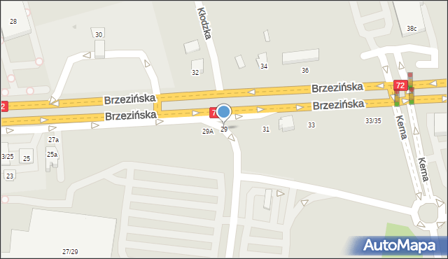 Łódź, Brzezińska, 29, mapa Łodzi