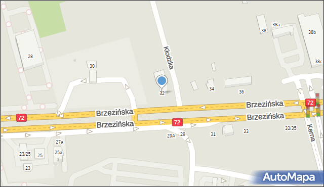 Łódź, Brzezińska, 32, mapa Łodzi