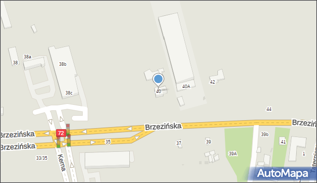 Łódź, Brzezińska, 40, mapa Łodzi