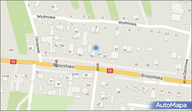 Łódź, Brzezińska, 60a, mapa Łodzi