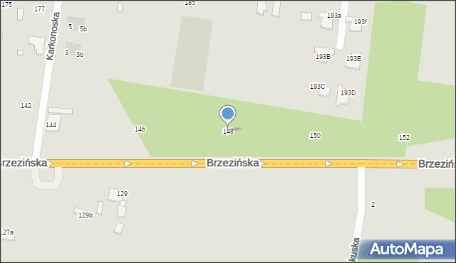 Łódź, Brzezińska, 148, mapa Łodzi