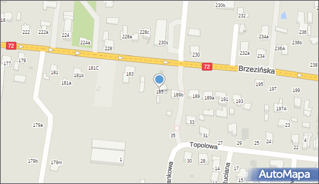 Łódź, Brzezińska, 185, mapa Łodzi