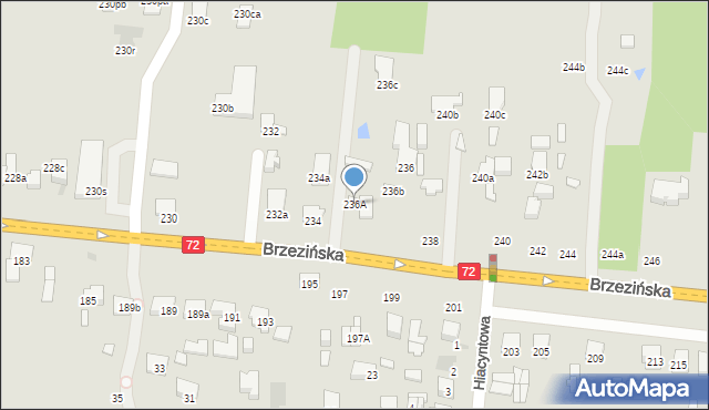 Łódź, Brzezińska, 236A, mapa Łodzi