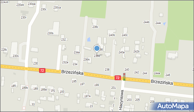 Łódź, Brzezińska, 236b, mapa Łodzi