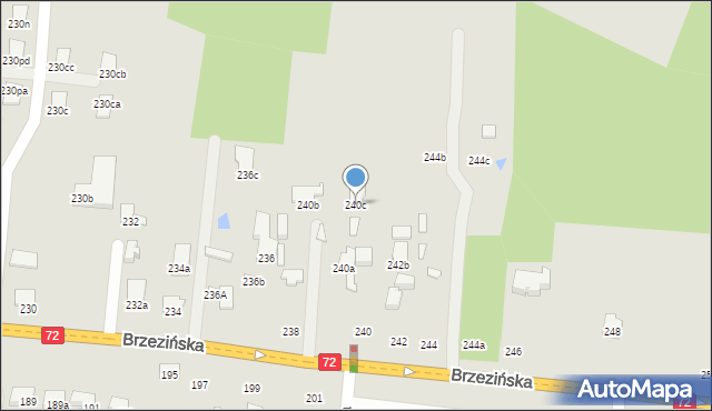 Łódź, Brzezińska, 240c, mapa Łodzi