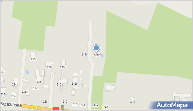 Łódź, Brzezińska, 244c, mapa Łodzi