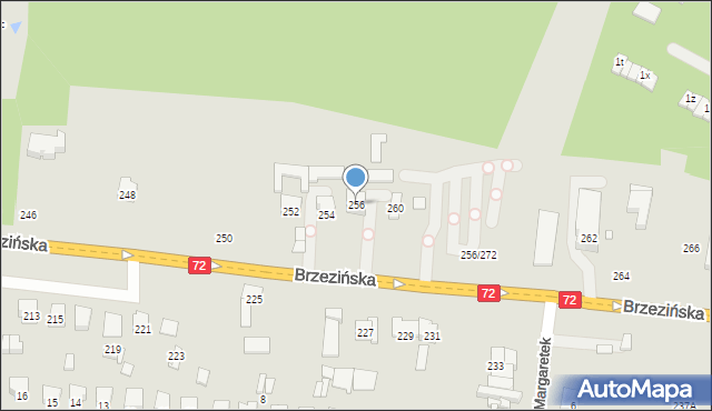 Łódź, Brzezińska, 256, mapa Łodzi