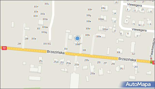 Łódź, Brzezińska, 304b, mapa Łodzi