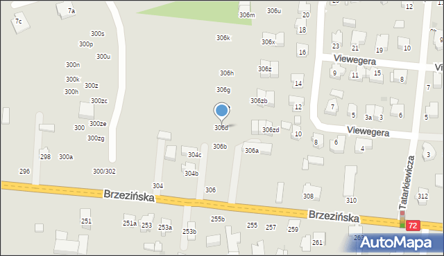 Łódź, Brzezińska, 306d, mapa Łodzi