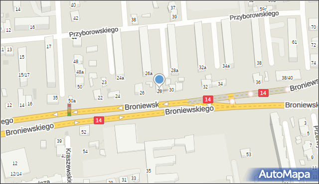 Łódź, Broniewskiego Władysława, 28, mapa Łodzi