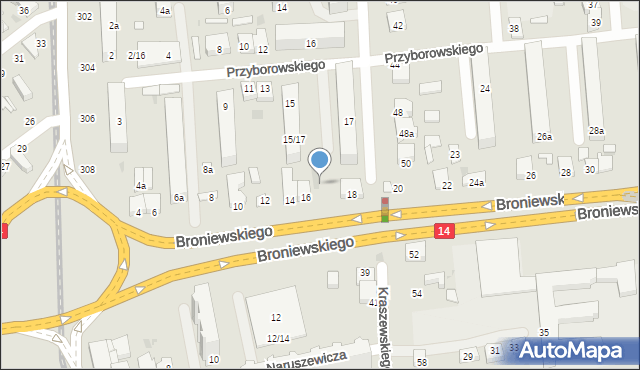 Łódź, Broniewskiego Władysława, 16a, mapa Łodzi