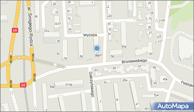 Łódź, Broniewskiego Władysława, 56a, mapa Łodzi