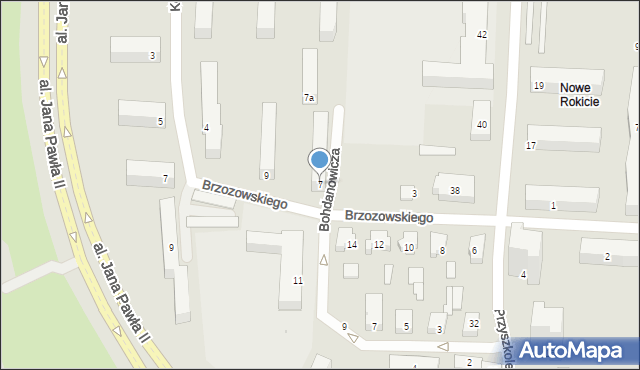 Łódź, Brzozowskiego Stanisława, 7, mapa Łodzi