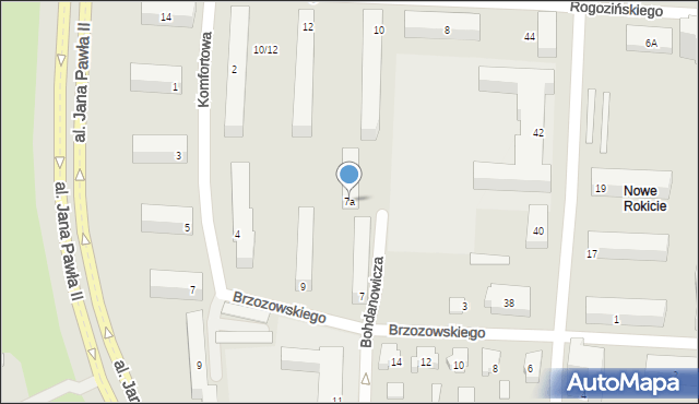 Łódź, Brzozowskiego Stanisława, 7a, mapa Łodzi