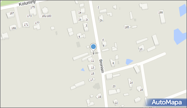 Łódź, Bronisin, 9, mapa Łodzi